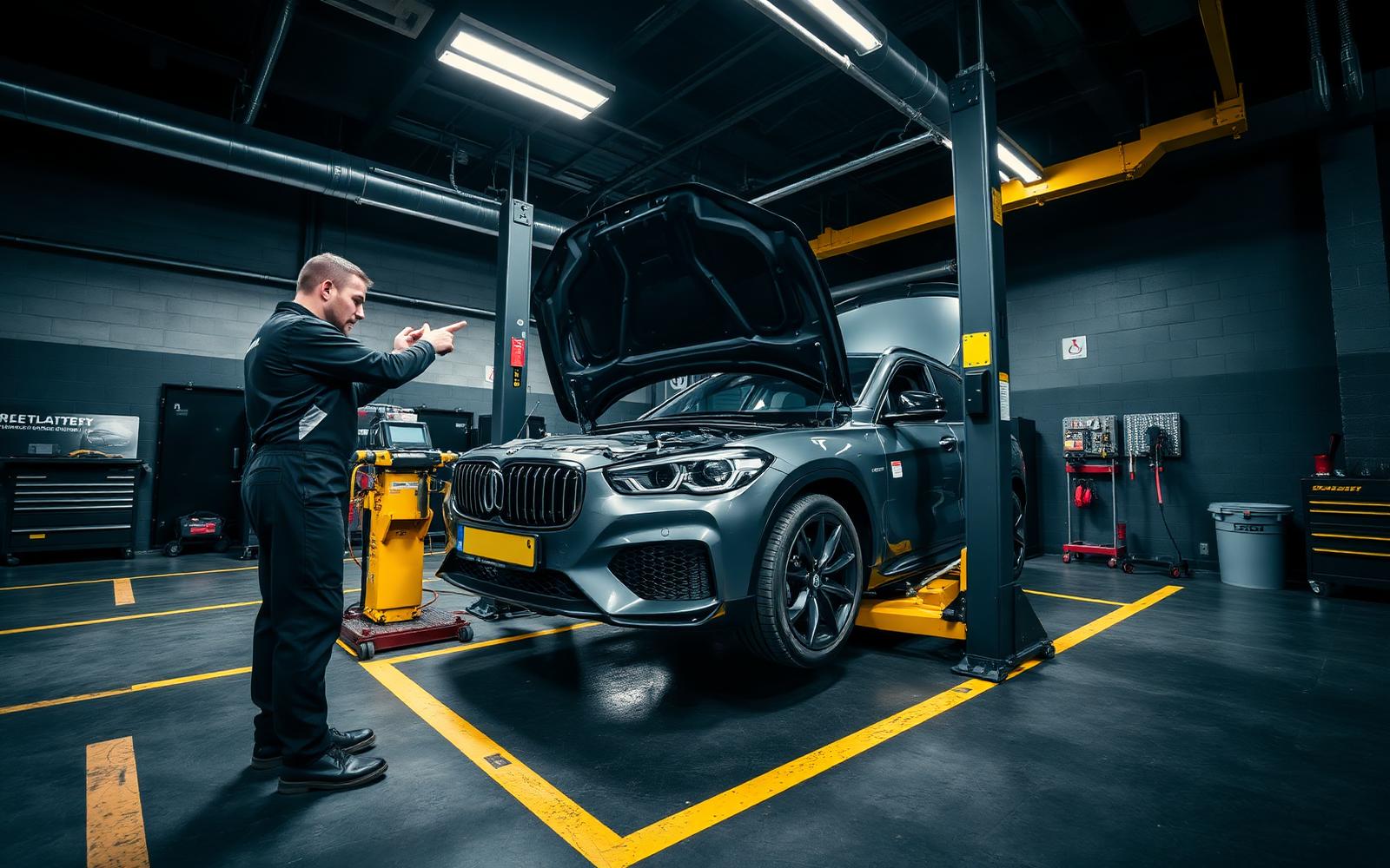 Monteur aan het werk in een moderne, industriële werkplaats